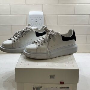 Alexander McQueen White and Black Sneakers with Thick Sole
